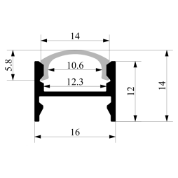 Алюмінієвий профіль для світлодіодної стрічки АЛ-123 ЛПС12 2 метри анодований накладний/підвісний LEDUA