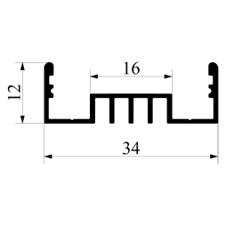 Алюмінієвий профіль для світлодіодної стрічки АЛ-129 ЛСО 2 метри анодований LEDUA