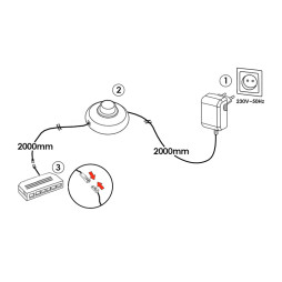 Комплект драйвер 12W+ножний вимикач+розподільча коробка 6 виходів,чорний 12V LEDUA