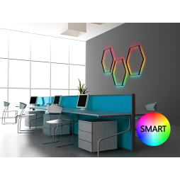 Светильник светодиодный настенный Шестиугольник 220V, 6*330 черный корпус 30W SMART+блок питания 36W LEDUA