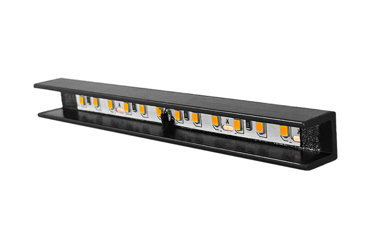 Світильник меблевий "Мелашка" П подібний 120мм 1.44W 12V корпус чорний, рожеве світло LEDUA
