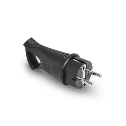 Вилка сетевая IP44 с/из прямая 16A с черной ручкой TITANUM STANDARD