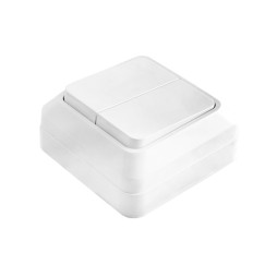 Вимикач подвійний накладний білий Yaweitai 16A EW-1804