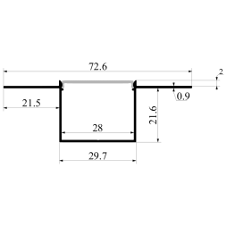 Алюмінієвий профіль для світлодіодної стрічки для гіпсокартона АЛ-50 3 метра анодований під штукатурку LEDUA