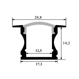 Профиль алюминиевый анодированный LEDUA АЛ-03 + рассеиватель для LED ленты врезной 2 м