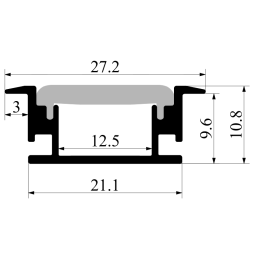 Алюмінієвий профіль для світлодіодної стрічки підлоговий АЛ-09 2 метра анодований накладний LEDUA