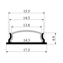 Алюмінієвий профіль для світлодіодної стрічки АЛ-14 (90 грам) 2 метра анодований гнучкий накладний LEDUA