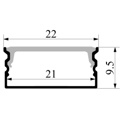 Профиль алюминиевый анодированный LEDUA АЛ-15 + рассеиватель для LED ленты накладной 2 м