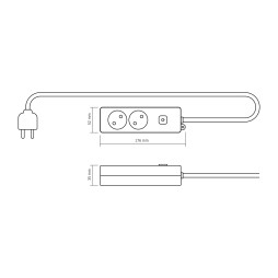 Мережевий подовжувач VIDEX ONCORD б/з 2п 3м з кнопкою White