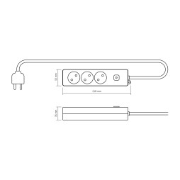 Мережевий подовжувач VIDEX ONCORD б/з 3п 5м з кнопкою White