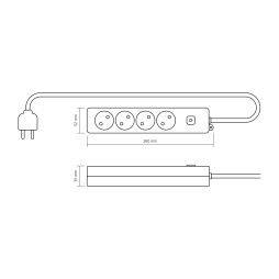 Мережевий подовжувач VIDEX ONCORD б/з 4п 5м з кнопкою White