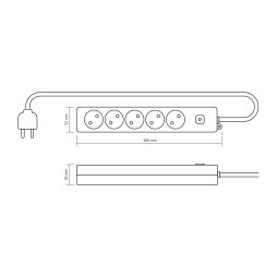 Мережевий подовжувач VIDEX ONCORD б/з 5п 3м з кнопкою White