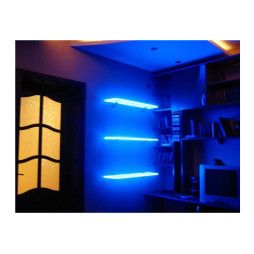 Кліпса світлодіодна пластикова для підсвітки скляних полиць 12V/DC 4,8w 400мм, нейтрально біле світло, білий провід LEDUA