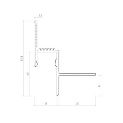 Профіль тіньового шва з LED для стелі 15х30, Аптш 15, 3м.