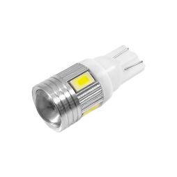 Светодиодная автолампа с линзой T10 W5W 12В SMD5630-6led белый