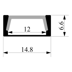 Профиль алюминиевый LEDUA АЛ-139 + черный рассеиватель для LED ленты накладной 2 м Черный