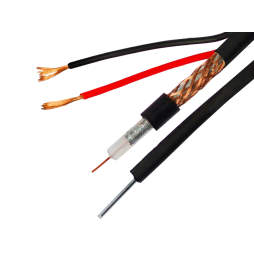 Кабель для систем відеоспостереження RG-59, комбінований, з тросом, Cu, 64%, чорний, 305м 7-0063 EUROSAT