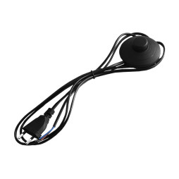 Кабель (шнур) з вилкою 1,9м+круглий вимикач чорний/LMA098 Лємансо