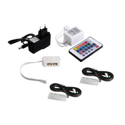 Комплект светодиодных клипс пластиковых LEDUA для подсветки стеклянных полок 2шт 220В RGB