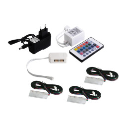 Комплект светодиодных клипс пластиковых LEDUA для подсветки стеклянных полок 3шт 220В RGB