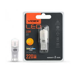 Светодиодная лампа VIDEX G9e 2.5W G9 4100K 220V (VL-G9e-25224)