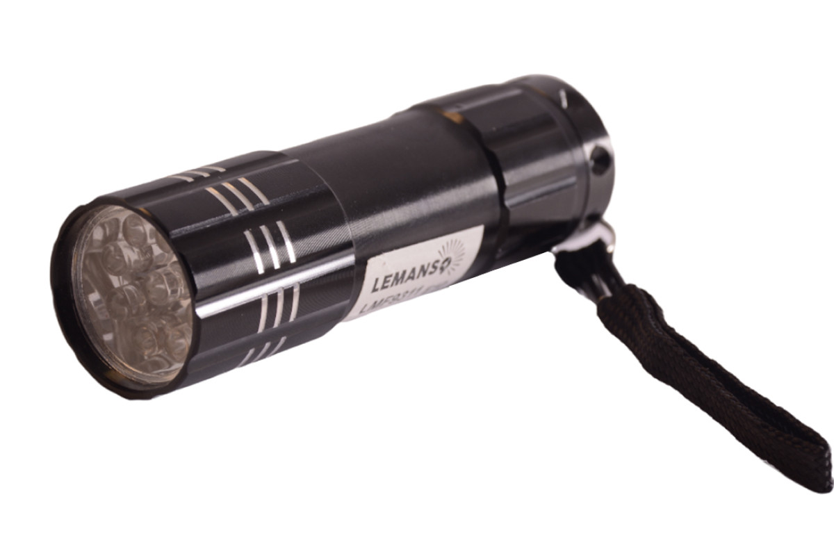 Ліхтарик ультрафіолетовий 2*R03, 9 UV LED LMF9311 чорний Лємансо