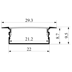 Профиль алюминиевый анодированный LEDUA АЛ-16 + рассеиватель для LED ленты врезной 2 м