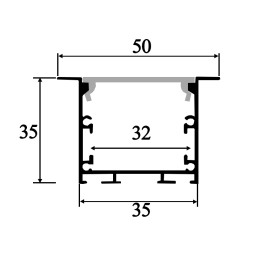 Профиль алюминиевый анодированный LEDUA АЛ-17 + рассеиватель для LED ленты врезной 2 м