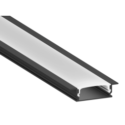 Алюмінієвий профіль для світлодіодної стрічки АЛ-76 більше алюмінію 2 метра чорний врізний LEDUA