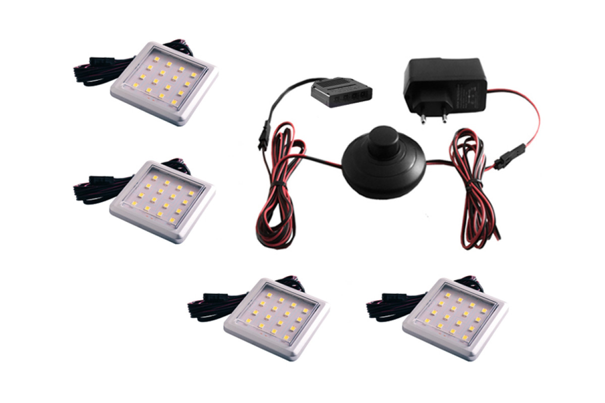 Комплект світильників світлодіодних квадратних для меблів 4шт 8W 220V біле світло LEDUA