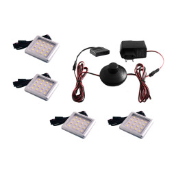 Комплект светодиодных светильников LEDUA квадратных для мебели 4шт 220В 8Вт IP20 белый