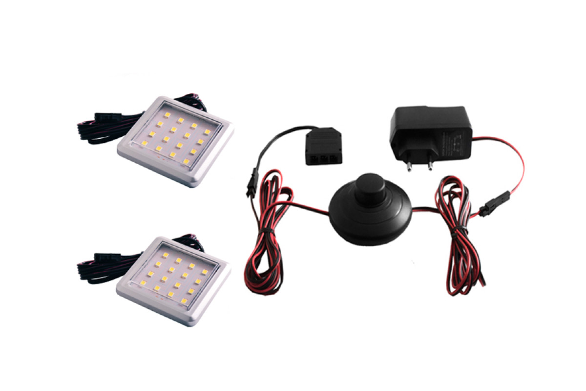 Комплект світильників світлодіодних квадратних для меблів 2шт 4W 220V біле світло LEDUA