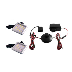 Комплект светодиодных светильников LEDUA квадратных для мебели 2шт 220В 4Вт IP20 белый