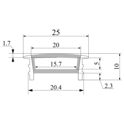 Профиль силиконовый LEDUA СП-6 для LED ленты 25х10 мм врезной IP67 1 м