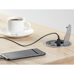 Подовжувач 1 розетка SCHUKO зарядка USB 5V 2A провід 1,5м сірий GTV AE-BPW1S2UCH-80