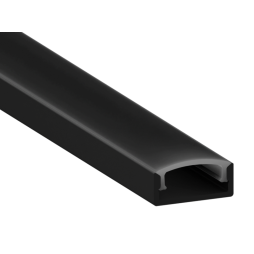 Профиль алюминиевый LEDUA АЛ-77 + черный рассеиватель для LED ленты накладной 2 м Черный
