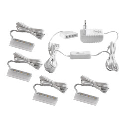 Комплект светодиодных клипс пластиковых LEDUA для подсветки стеклянных полок 4шт 110-240В теплый белый