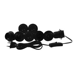 Підсвітка гримувального дзеркала світлодіодна врізна 220V 8шт E27 ручний вимикач, чорний колір LEDUA