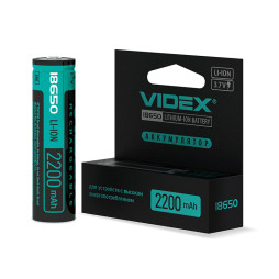 Аккумулятор Videx Li-lon 18650-Р с защитой 2200 mAh color box 1 шт.