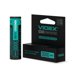 Аккумулятор Videx Li-lon 18650-Р с защитой 3000 mAh color box 1 шт.