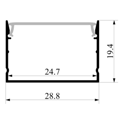 Профиль алюминиевый LEDUA АЛ-99 + черный рассеиватель для LED ленты накладной Черный 2 м (66680059)