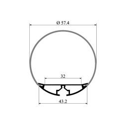 Алюмінієвий профіль для світлодіодної стрічки АЛ-30-1 2 метра анодований підвісний круглий LEDUA