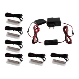 Комплект светодиодных клипс пластиковых LEDUA для подсветки стеклянных полок 6шт 110-240В теплый белый