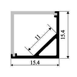 Алюмінієвий профіль для світлодіодної стрічки АЛ-05 1 метр анодований кутовий LEDUA