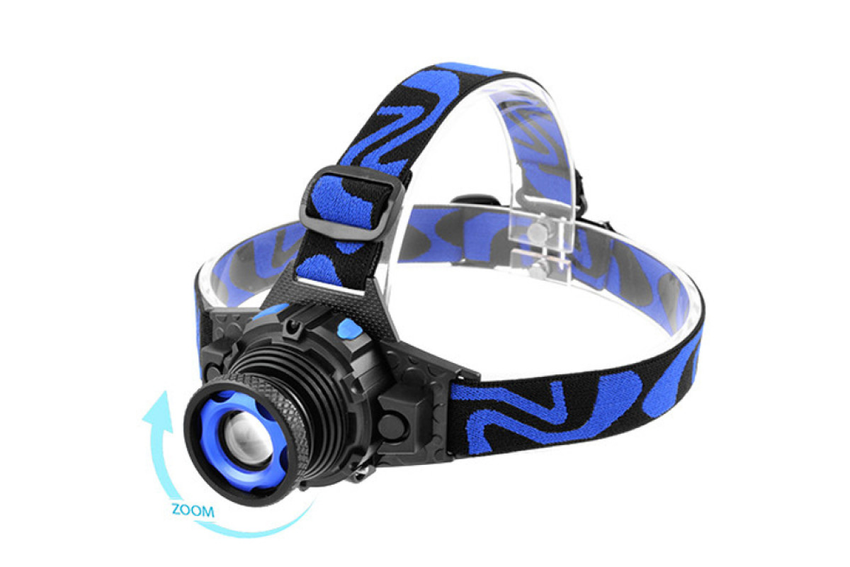 Ліхтарик налобний W001-XPE, ЗП 220V/12V, вбудований акумулятор, zoom, Box POLICE