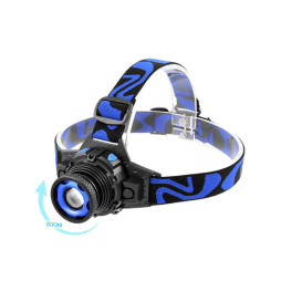 Фонарь налобный POLICEW001-XPE, ЗП 220V/12V, встроенный аккумулятор, zoom, Box