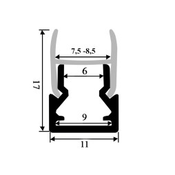 Алюмінієвий профіль для світлодіодної стрічки для скла АЛ-04-4 3 метра чорний LEDUA