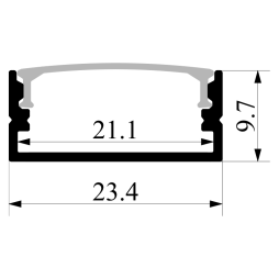 Алюмінієвий профіль для світлодіодної стрічки АЛ-115 2 метра анодований накладний LEDUA