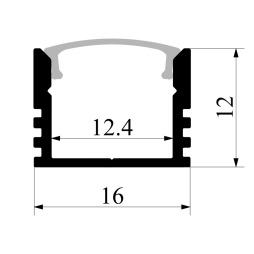 Профиль алюминиевый LEDUA АЛ-90 + рассеиватель для LED ленты накладной 2 м