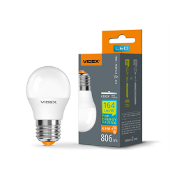 Світлодіодна лампа 4.9W G45h E27 4100K 220V (VL-G45h-49274) VIDEX
